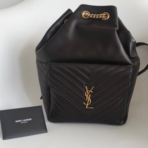 Saint Laurent Joe Quilted Black Leather Backpack in Lambskin